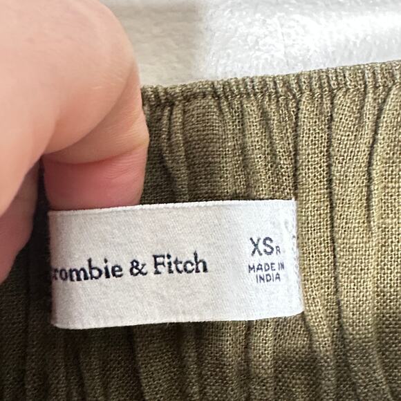 ABERCROMBIE & FITCH Linen-Blend Ultra Wide Leg Pant Olive Green Sz XS {3X4} - Picture 4 of 5